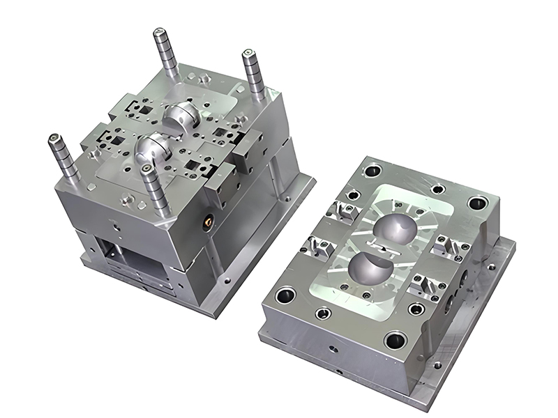 Injection molding machine in operation showing the plastic injection process