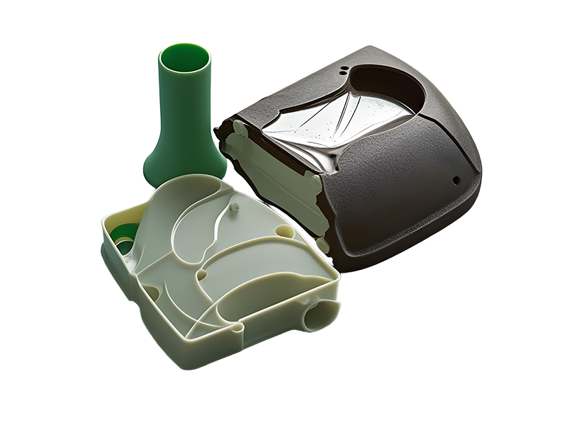Plastic part showing burn marks and discoloration