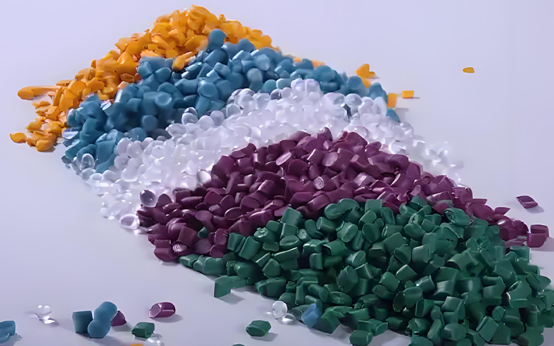 Various plastic materials showing different physical properties like flexibility, rigidity, and transparency