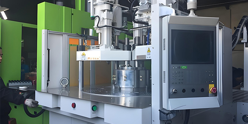 Schematic diagram of screw-type injection molding machine showing the injection molding procedure