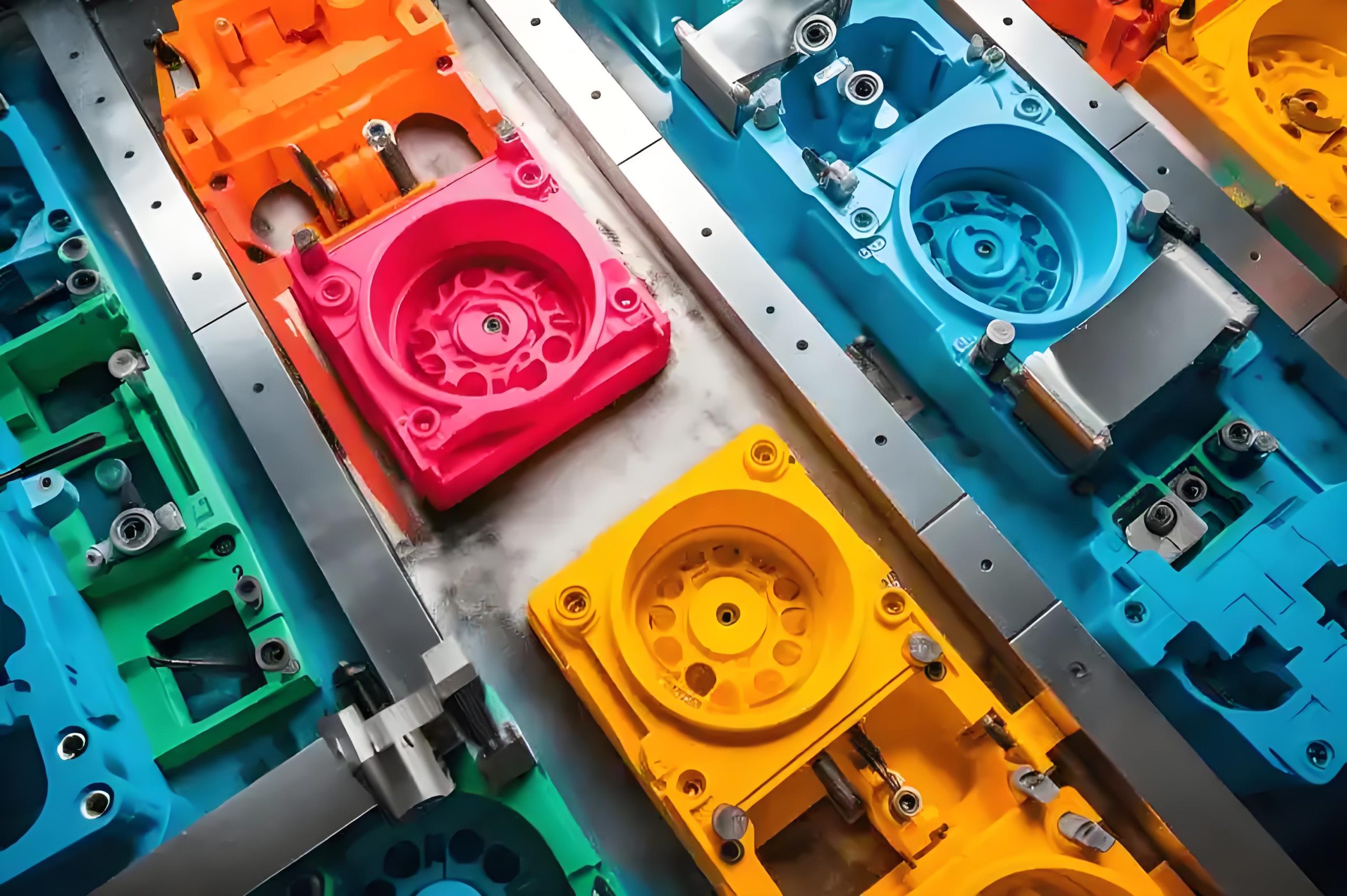 Two-color injection molded parts展示精确的颜色边界和材料结合